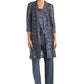 Petite Women's 3 Piece Laced Duster Jacket Shell and Solid Pantsuit