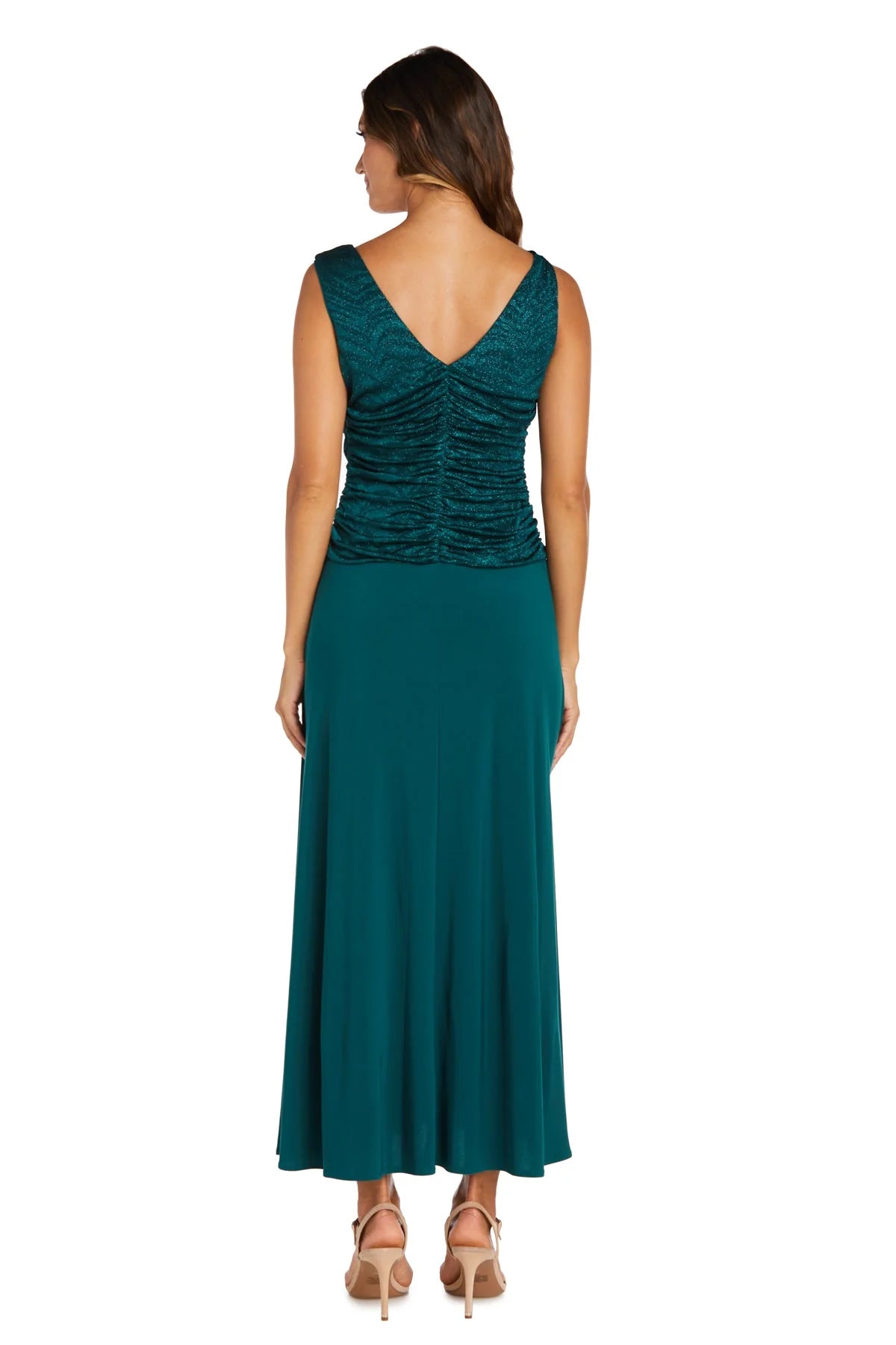 Women's Sleeveless Glitter Knit Chiffon Evening Gown - Mother of the Bride dress