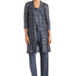 Petite Women's 3 PCE Laced Duster Jacket Shell and Solid Pantsuit