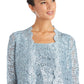 Women's 3 Piece Scalloped Sequin Lace Pant Suit - Mother of the bride pantsuit