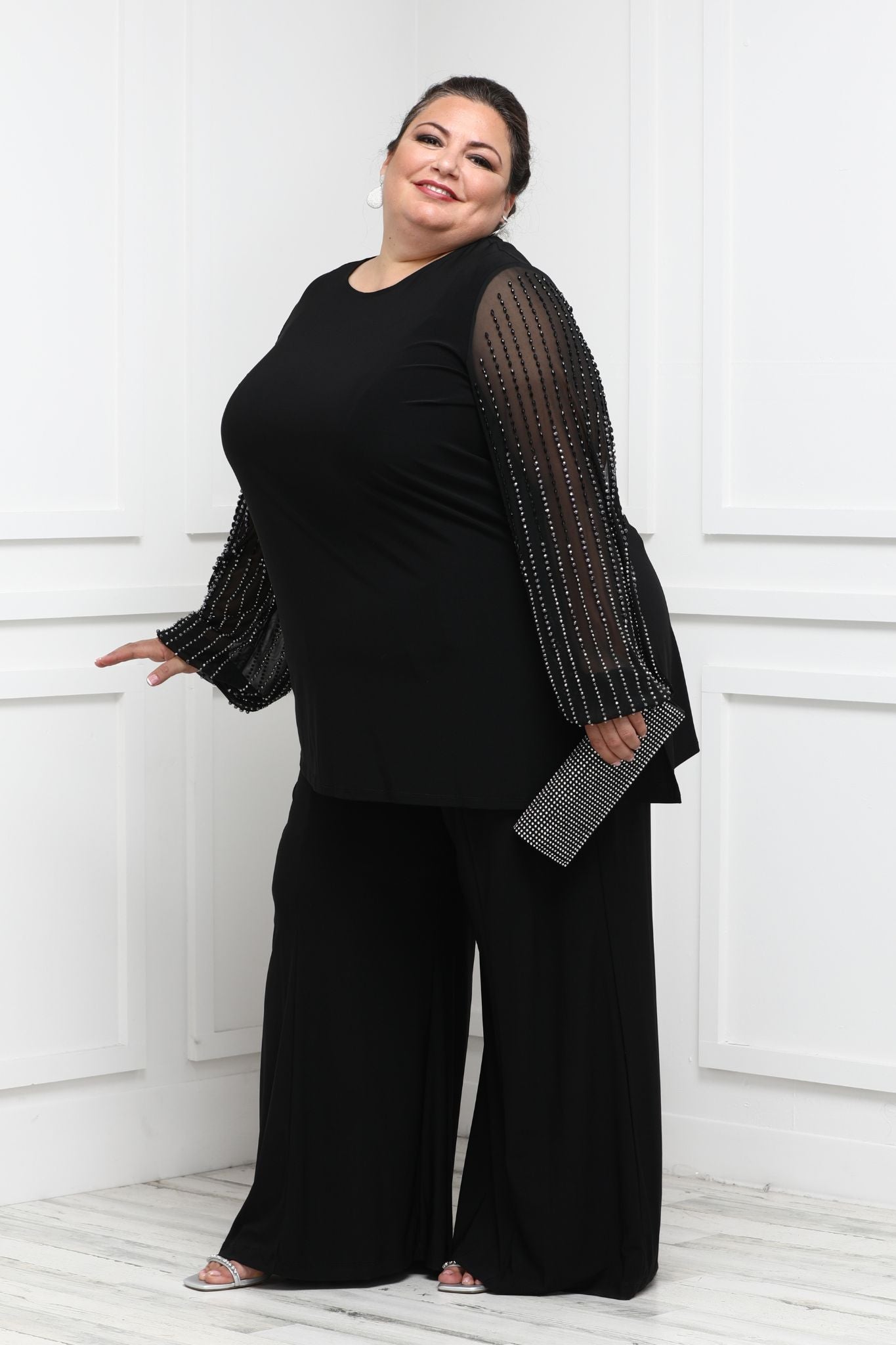 Buy Marina Plus Size Women's Beaded Sleeve Formal Pant Set