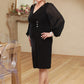 Women's Plus Size Rhinestone-Embellished Button Cocktail Dress