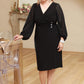 Women's Plus Size Rhinestone-Embellished Button Cocktail Dress