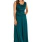 Women's Sleeveless Glitter Knit Chiffon Evening Gown - Mother of the Bride dress