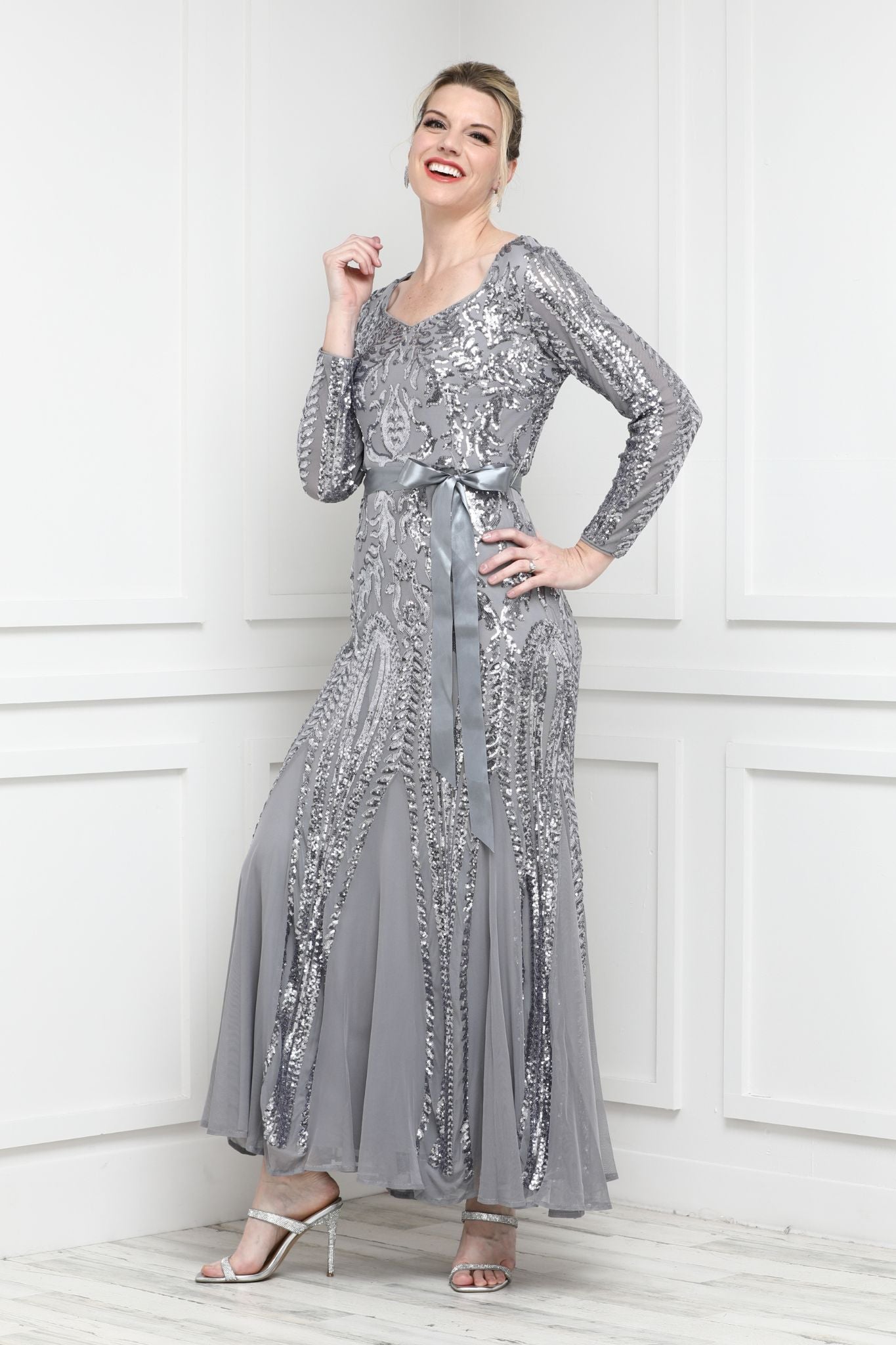 Cinderella Divine B710 - Bateau Neck Bridal Gown | Silver ball gown, Ball  gowns, Silver prom dress