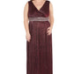 Plus size Sleeveless Crinkle Rhinestone Waist Gown- Evening Gown