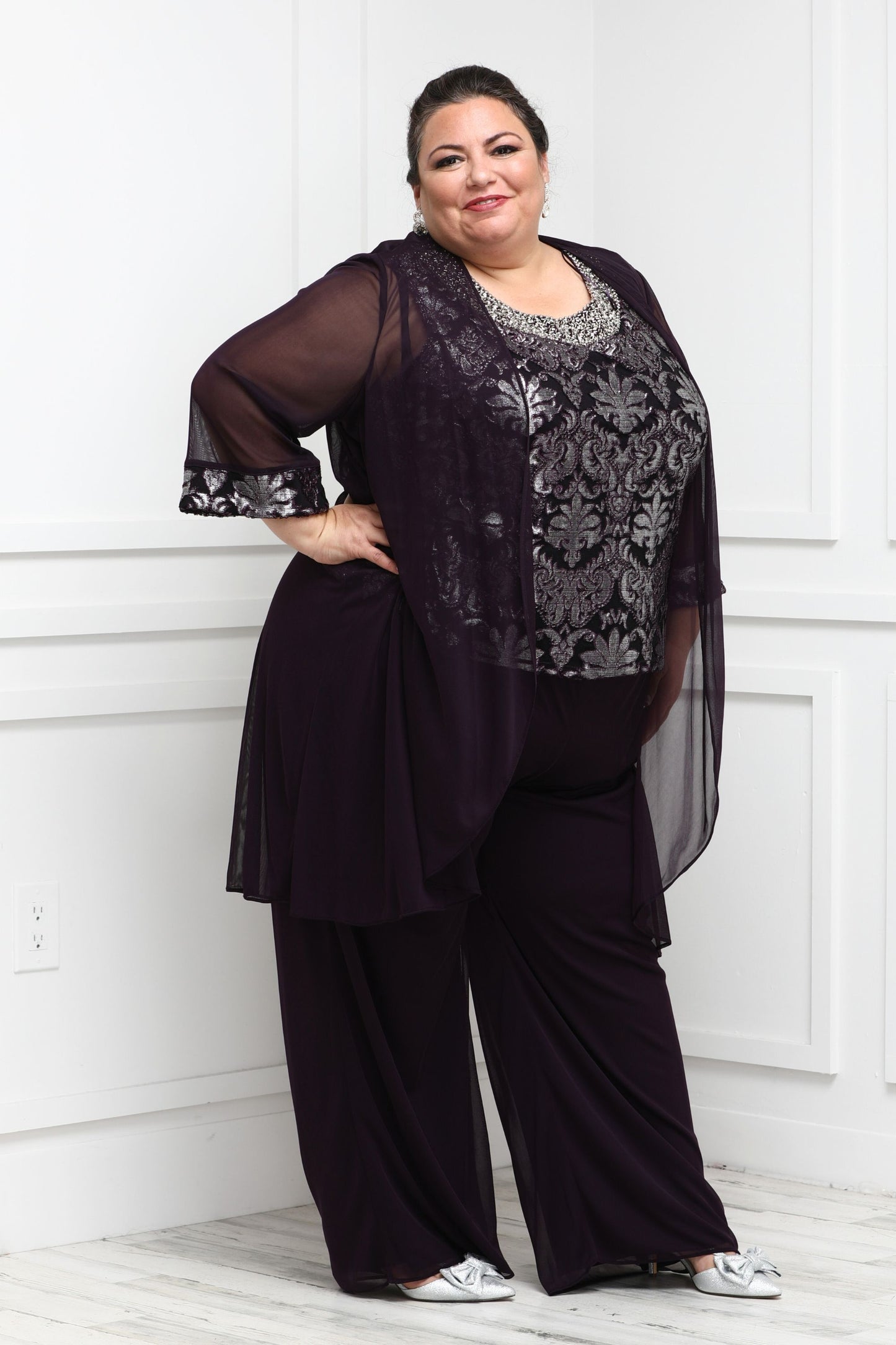 Three Piece - Plus Size Double Breasted Blazer & Pencil Trouser Suit