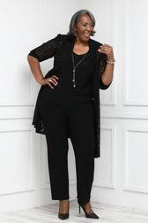 R&M Richards Plus Size 3 Piece Sequin Lace Jacket Pantsuit – SleekTrends