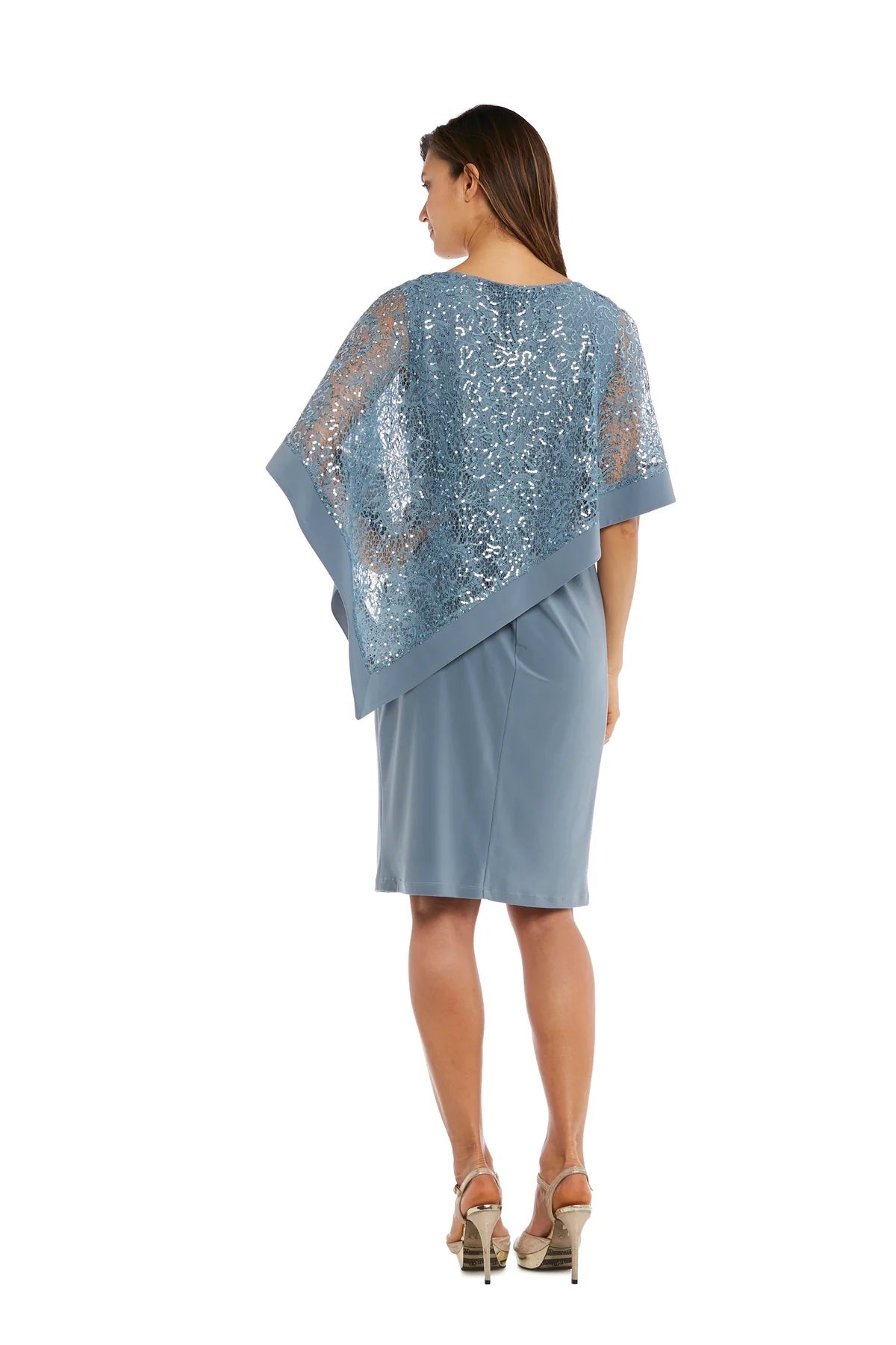 Women's R&M Richards Embroidered Sequin Lace Poncho & Maxi