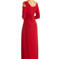 Women's Empire Waist Cold Shoulder Dress with Sleeves - Evening Gown