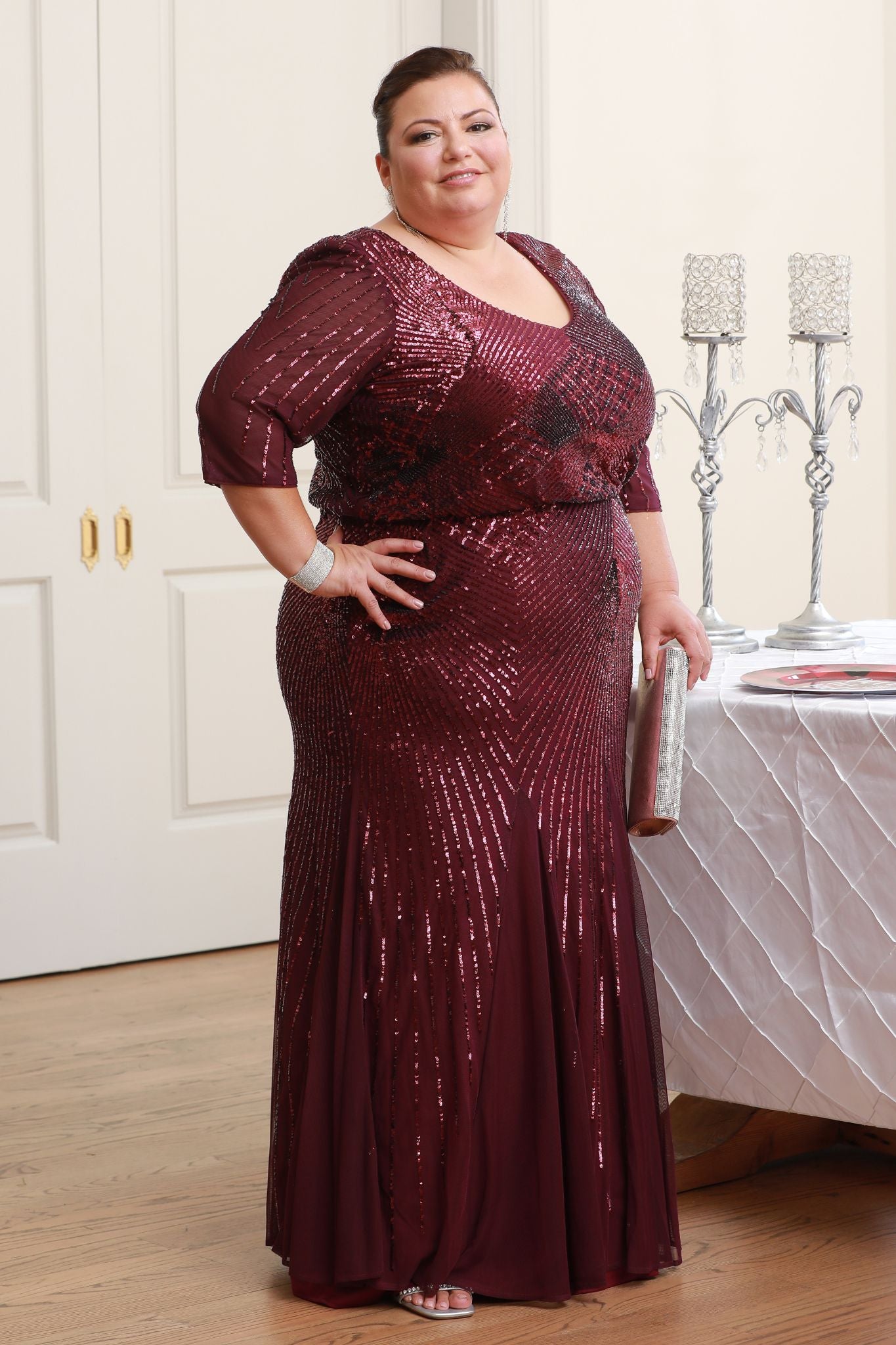 Shop Women's Plus- size Elegant Sequin Evening Gown Online – SleekTrends