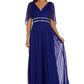 Women's Pleated Skirt Dress with Chiffon Draped Sleeves