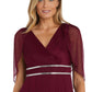 Women's Pleated Skirt Dress with Chiffon Draped Sleeves