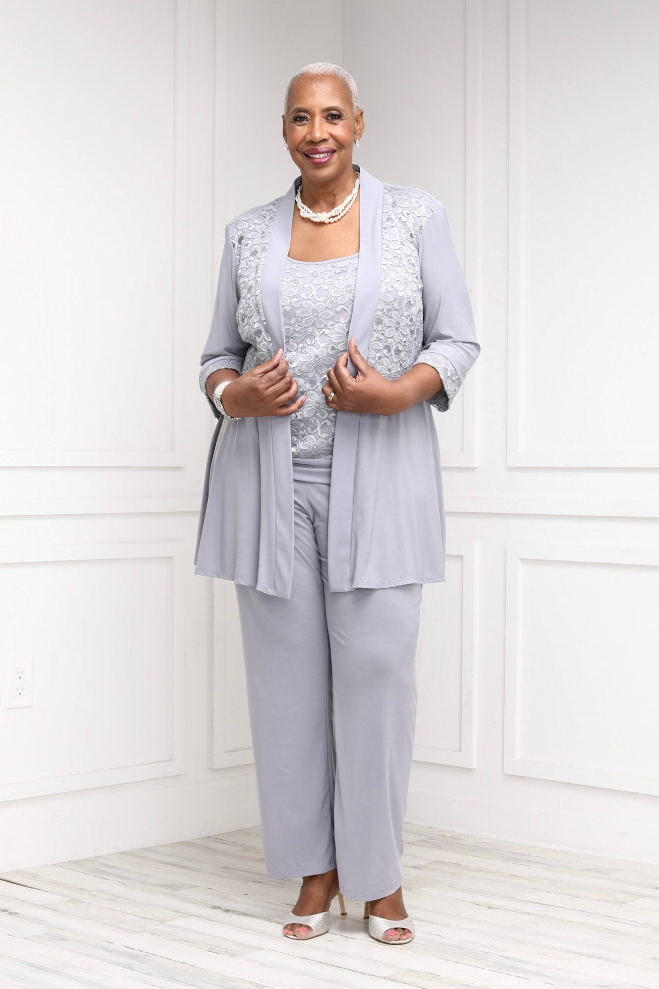 R&M Richards 7772 Mother Of The Bride Formal Pant Suit Slate / 6