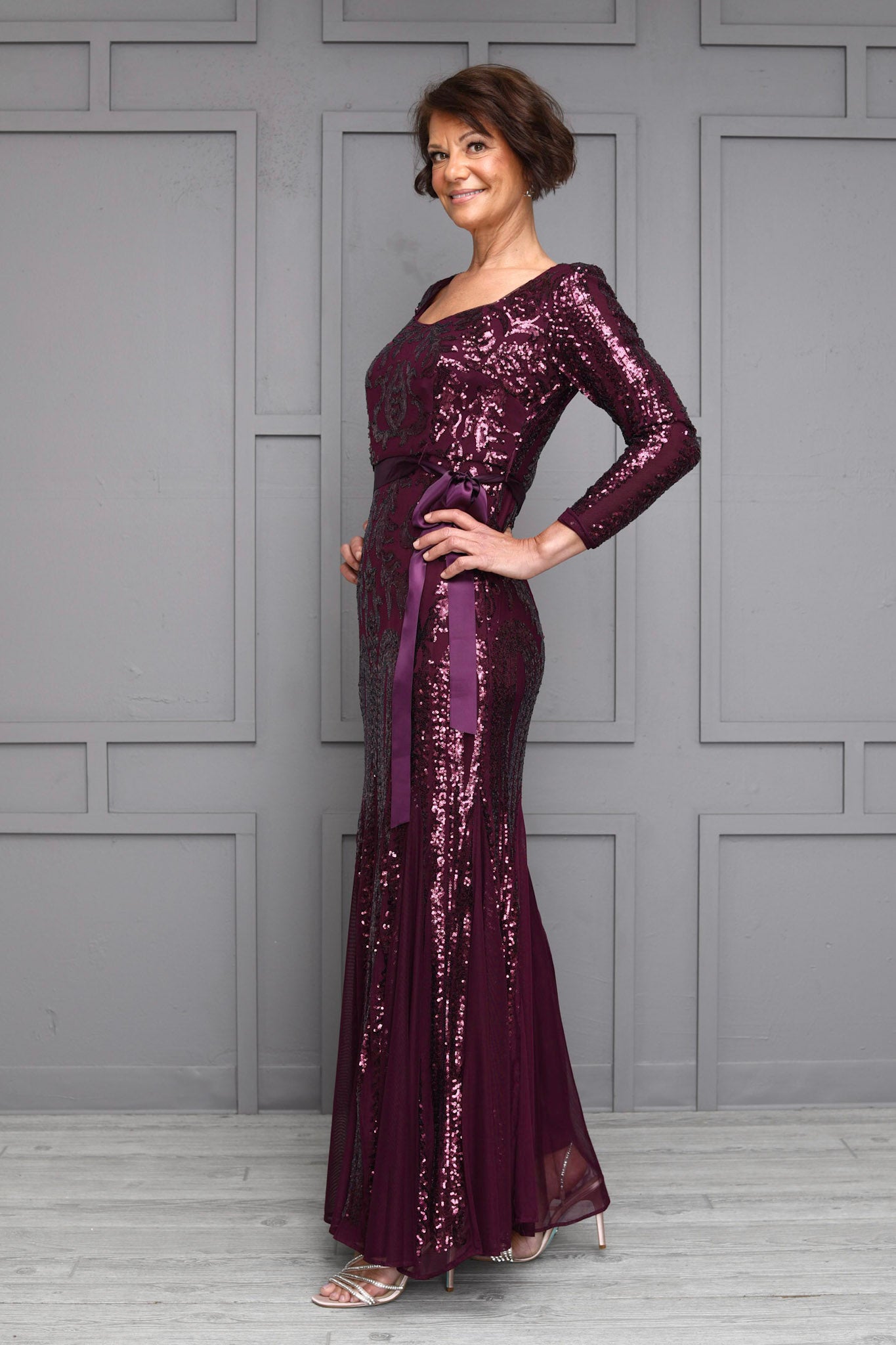 V-Neckline Glitter Embellishment Long Gown J810B – Sparkly Gowns