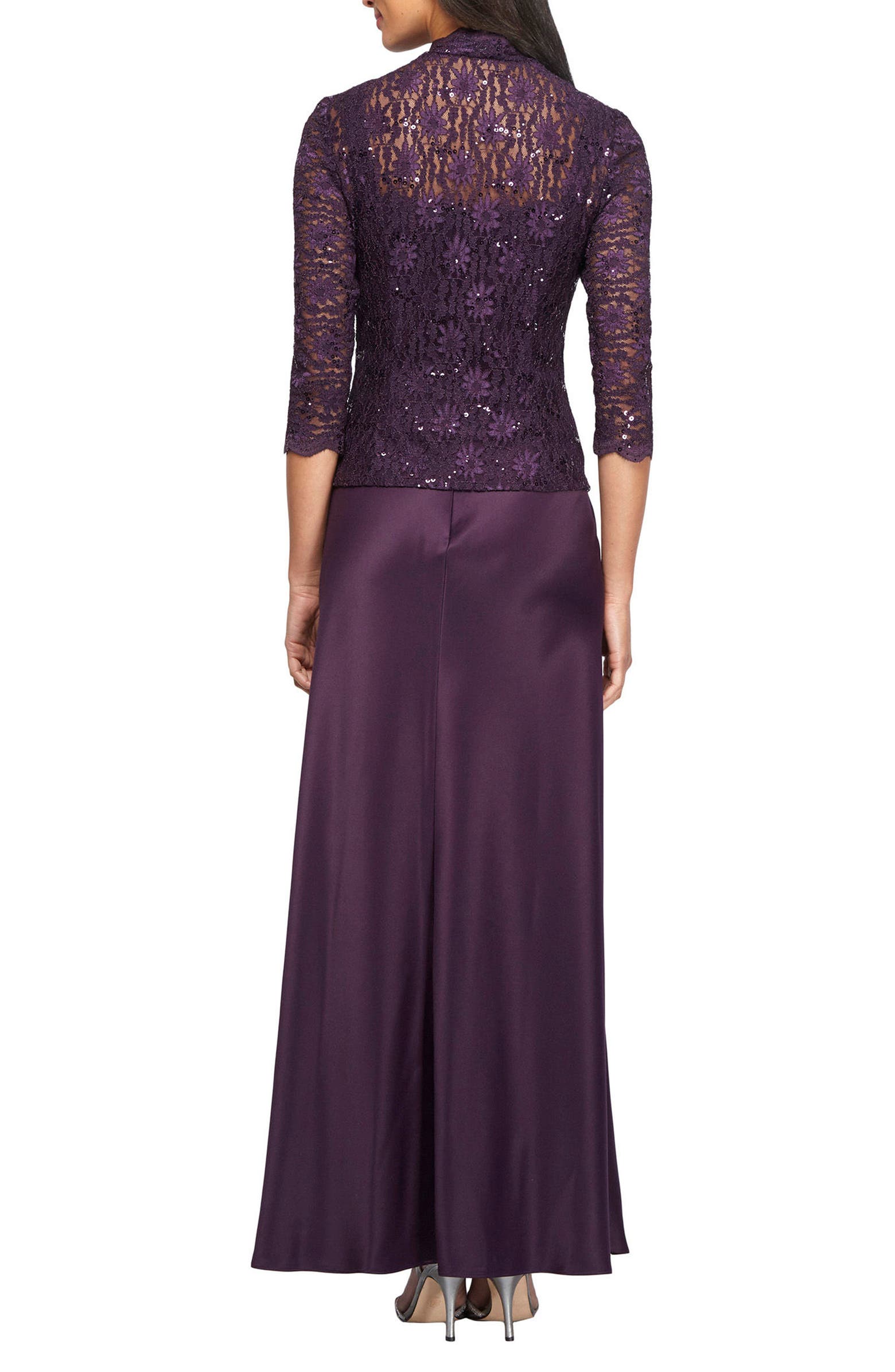 Alex Evenings Women's Long Lace Jacket Dress