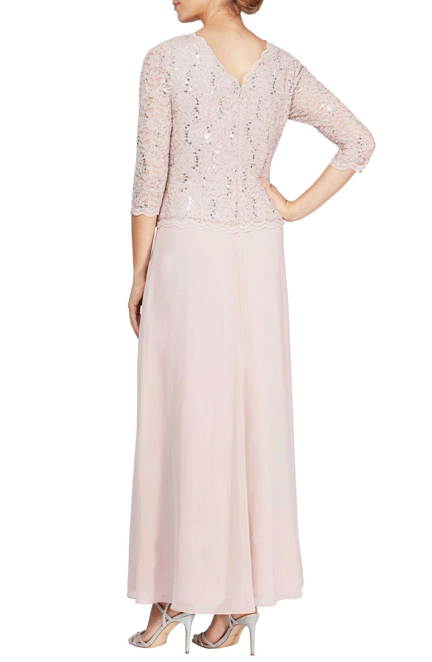 Alex Evenings Petite Women's Sequin Lace to Chiffon Mother of The Bride Dress