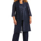 R&M Richards Plus Size Women's 3 Piece Scalloped Sequin Lace Pantsuit
