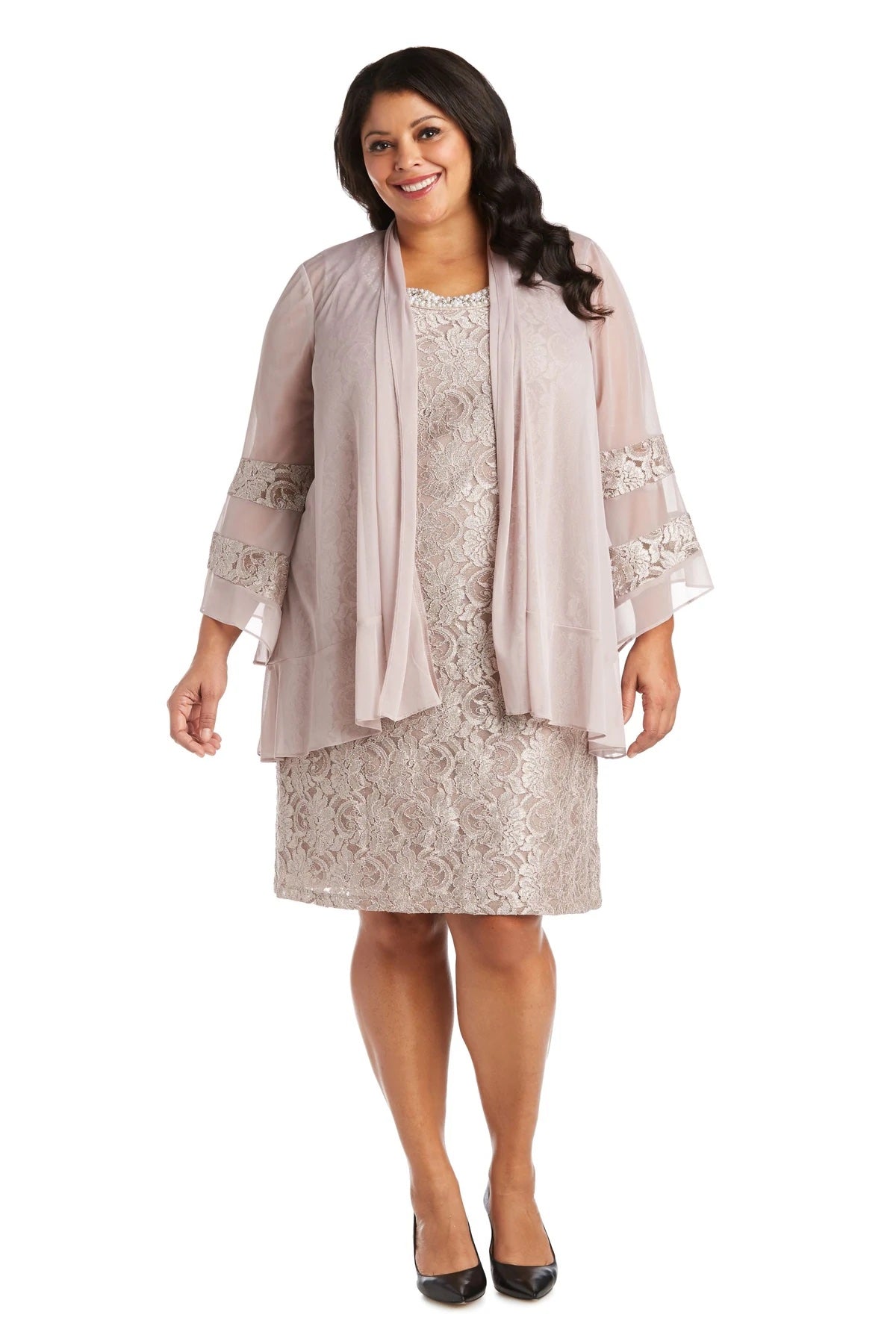 R&M Richards 2 Piece Bell Sleeve Plus Size Mother Of The Bride Dress –  SleekTrends