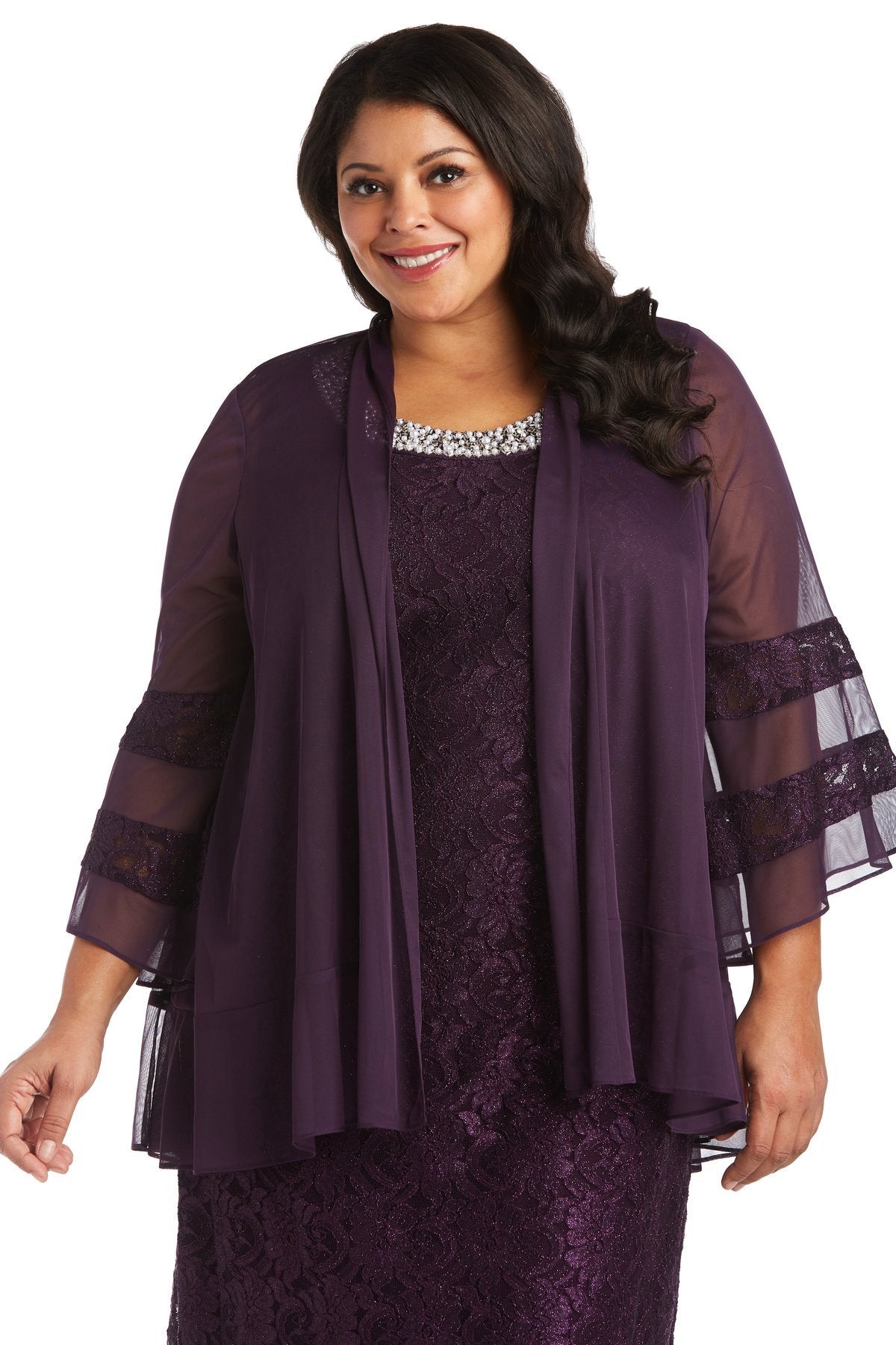 R&M Richards 2 Piece Bell Sleeve Plus Size Mother Of The Bride Dress –  SleekTrends