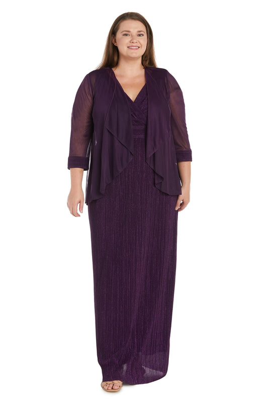 Women Plus-Size Stunning Three-Piece Beaded Neck Duster Pant Set