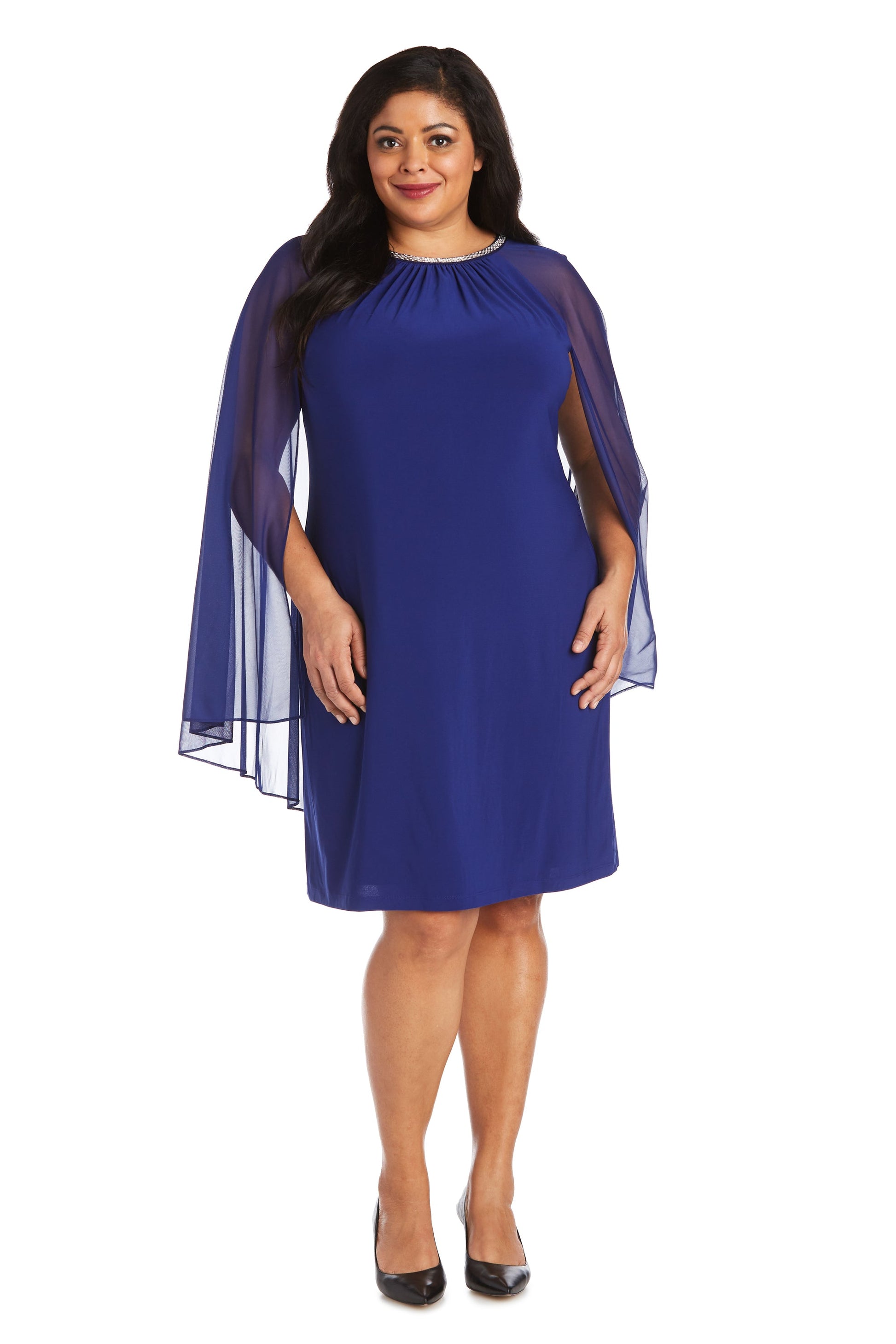 Plus Size Women Sequin Cocktail Cape Dress