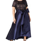 Women's Plus Size Short Sleeve Sequin-Embellished High-Low Gown - Mother of The Groom Dress