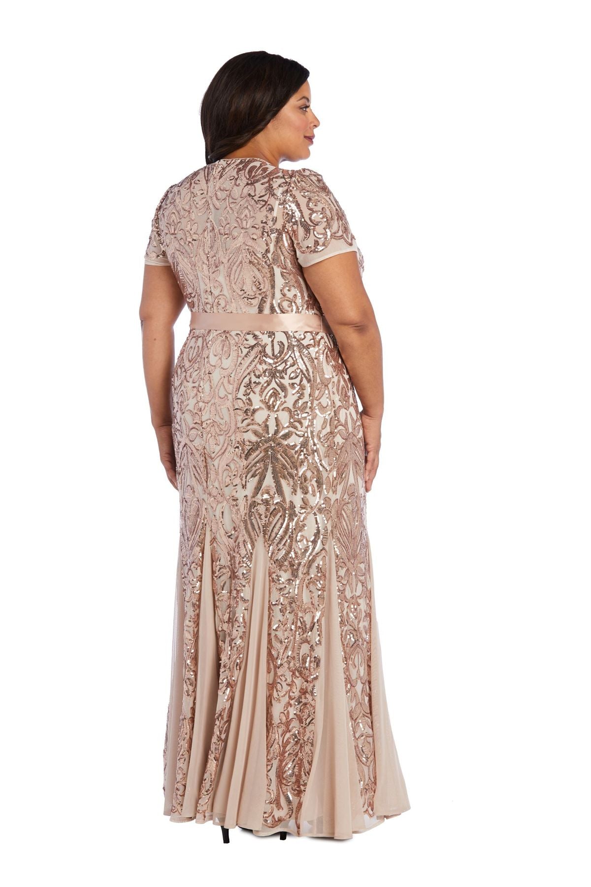 R&M Richards Womens Long Beaded Sheer Wrap Gown – Mother of the