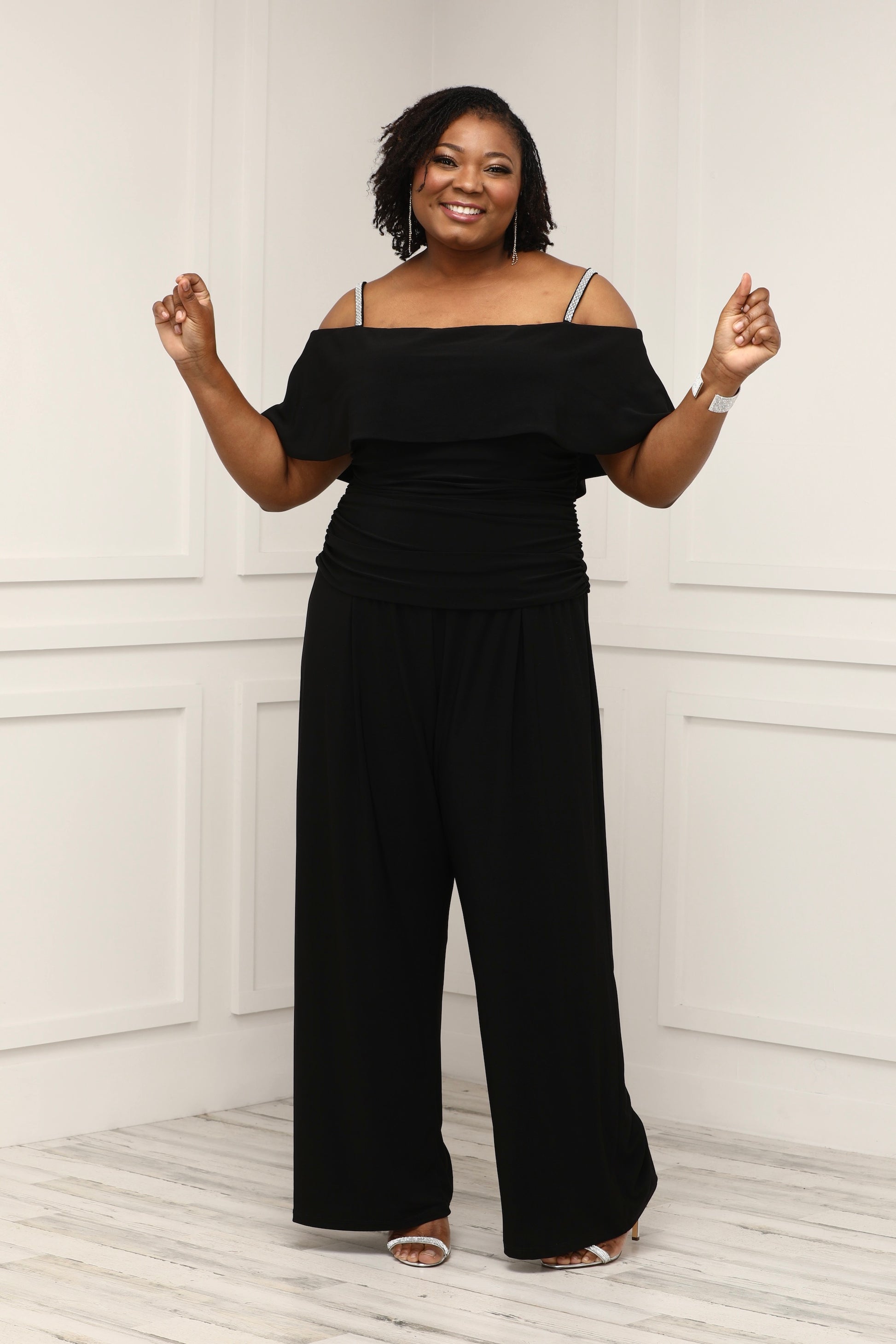 Shop Women's Plus Size Cold Shoulder Ruched Waist Jumpsuit