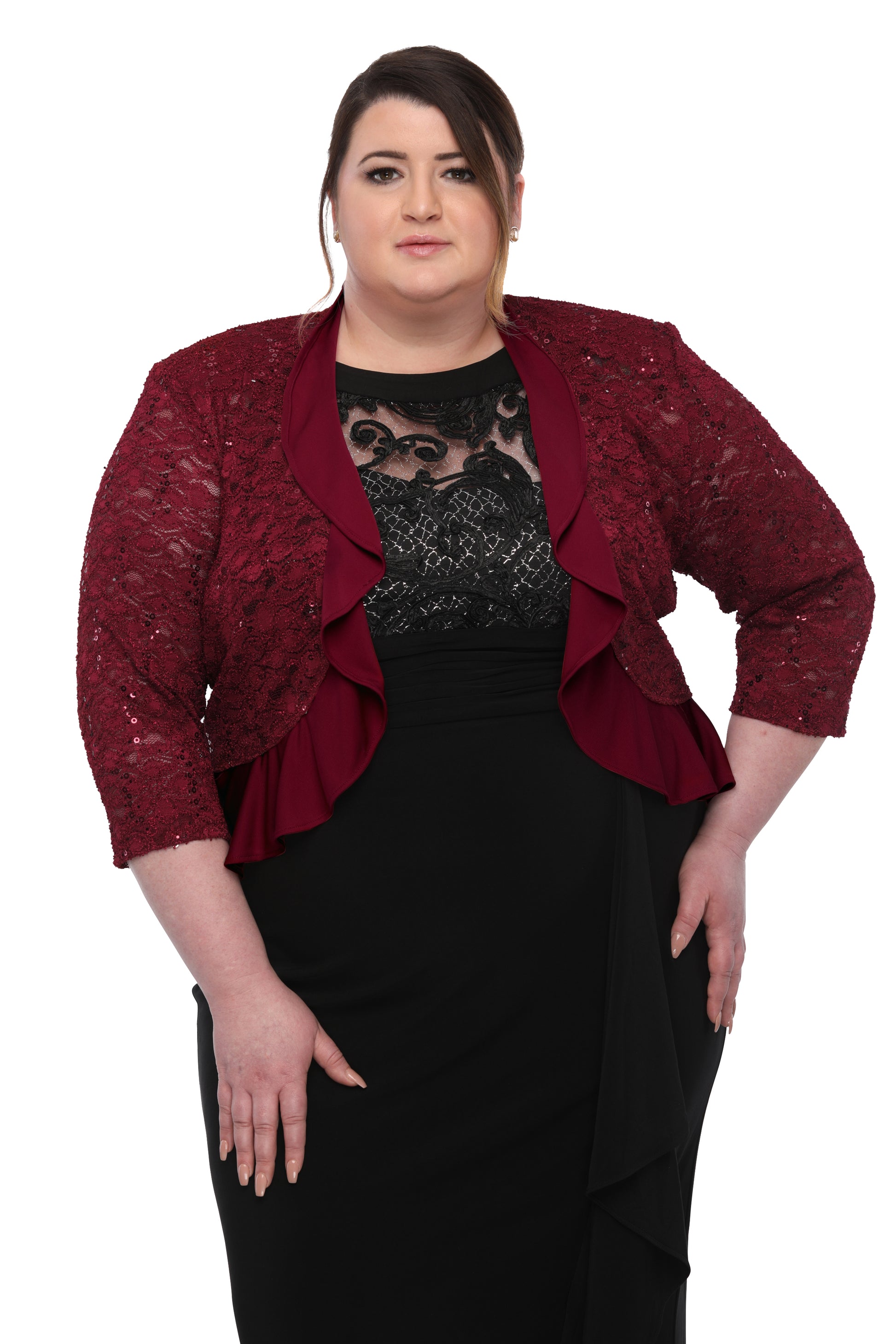 Plus Size Sequin Ruffled Jacket - SleekTrends