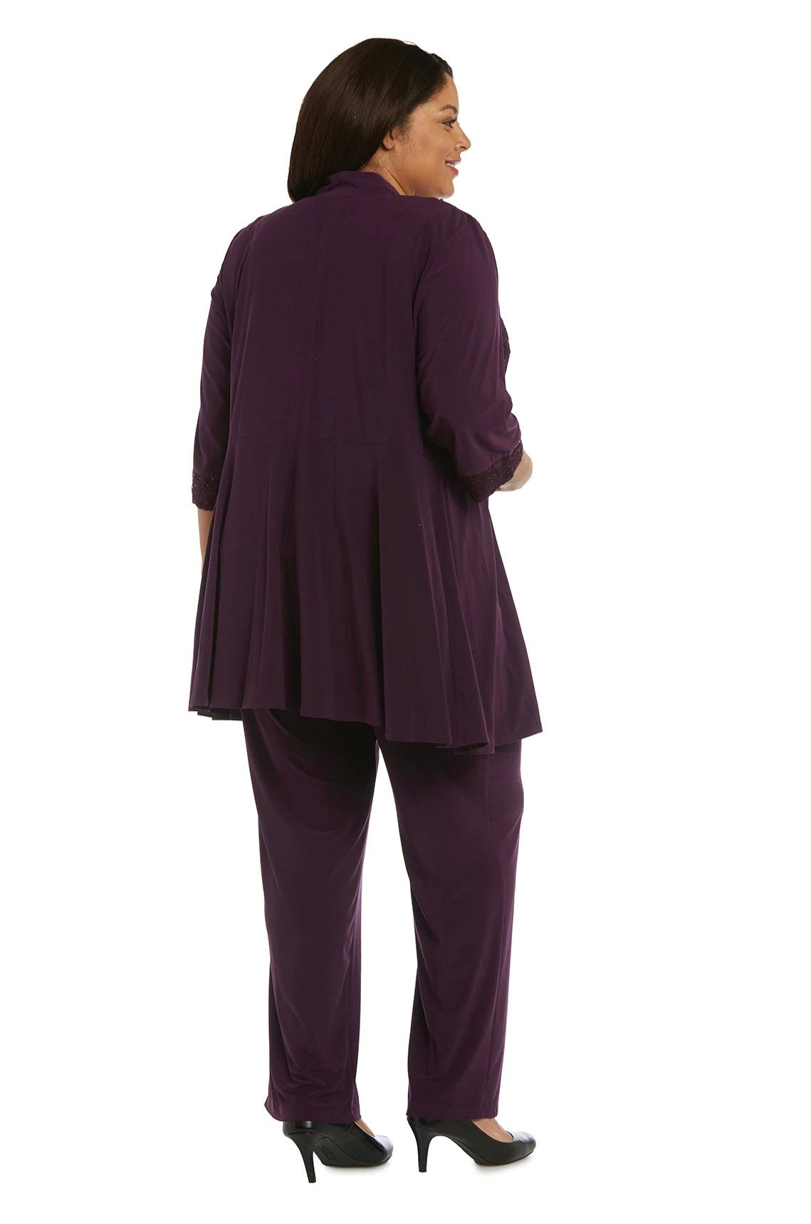 R&M Richards Women's Plus Size Beaded neck 2 Piece Pant Suit